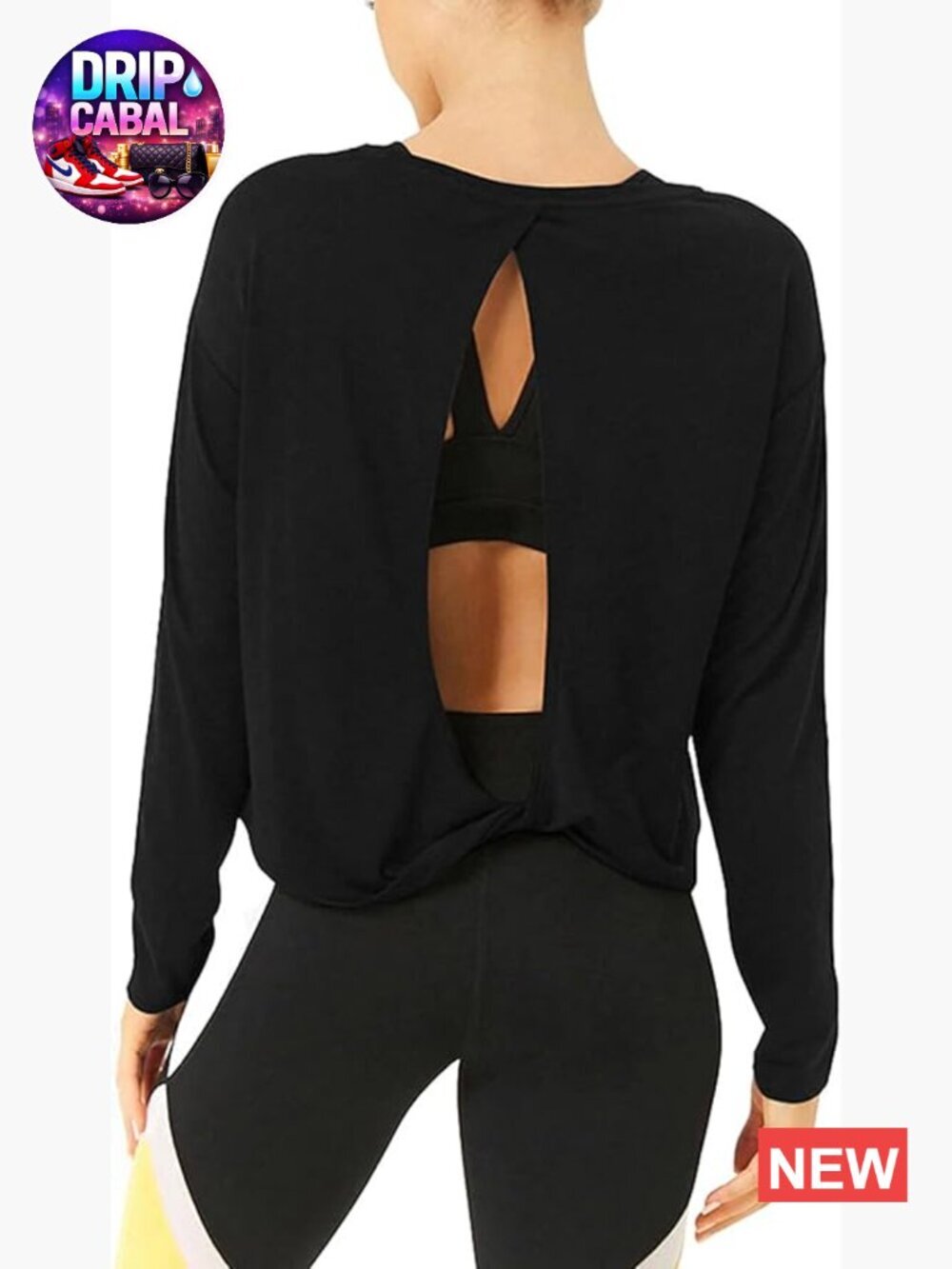 Long Sleeve Open Back Yoga Dance Top Athletic Shirt for Women
